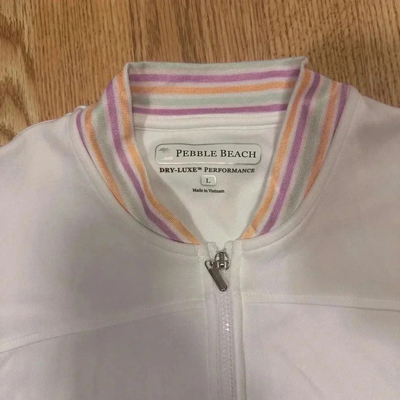 Pebble Beach White Full Zip Athletic Jacket Size Large - Picture 5 of 6